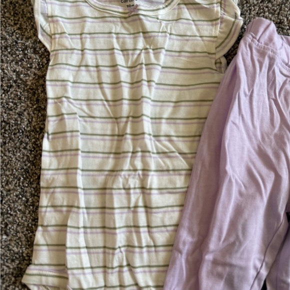 Carter's Baby Girl Light White & Purple Striped Set Size 18 Months NWOT - Picture 3 of 4